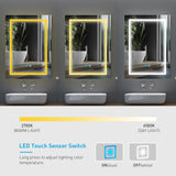 LED Illuminated Bathroom Mirror with Shaver Socket Adjustable Color (No cabinet) 500x700mm