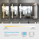 800x700mm LED Black Mirror Cabinet with Ambient Lighting Adjustable Color 2 Doors