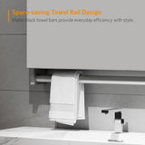 800x700mm Black Aluminum Bathroom Mirror Cabinet with Towel Rack 2 Doors