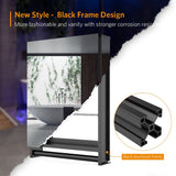 Black Bathroom Mirror Cabinet with Towel Rack Aluminum 500x700mm