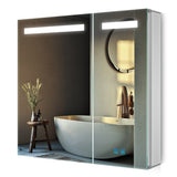 800x700mm Led Illuminated Bathroom Mirror Cabinet with Shaver Socket Demister 2 Doors