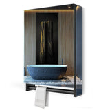Black Bathroom Mirror Cabinet with Towel Rack Aluminum 500x700mm