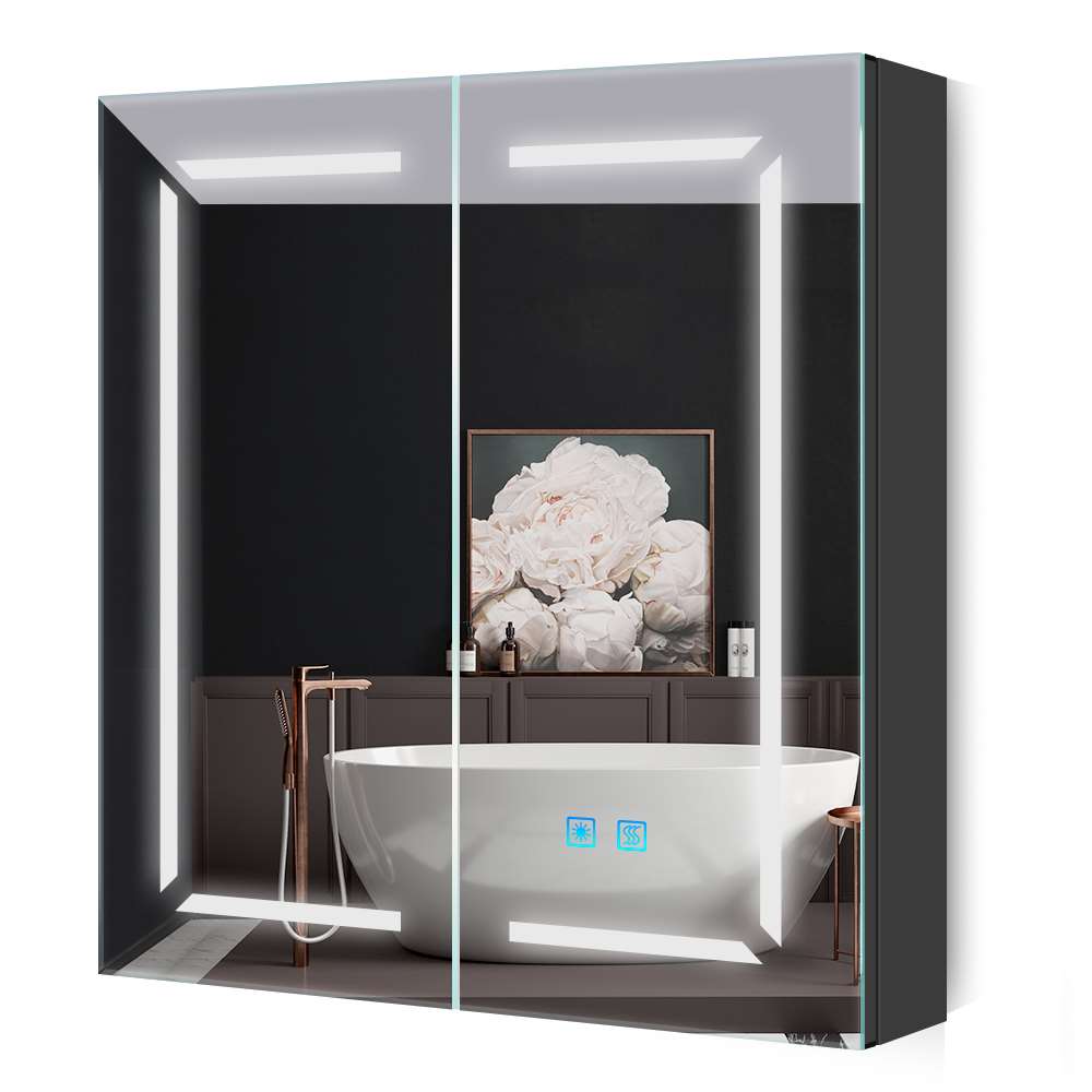 600x700mm LED Black Bathroom Mirror with Shaver Socket Adjusta