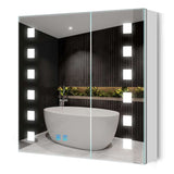 650x600mm LED Illuminated Mirror Cabinet with Shaver Socket Demister 2 Doors