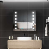 650x600mm LED Illuminated Mirror Cabinet with Shaver Socket Demister 2 Doors