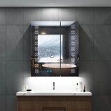 LED Bathroom Mirror Cabinet with Ambient Lighting Shaver Socket 2 Doors 600x700mm
