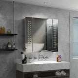 650x600mm LED Bathroom Mirror Cabinet with Shaver Socket Demister Spot Lights