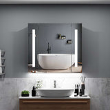 LED Illuminated Bathroom Mirror Cabinet with Shaver Socket Demister 650x600mm Straight