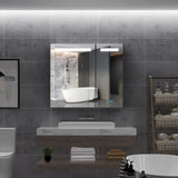 800x700mm Led Illuminated Bathroom Mirror Cabinet with Shaver Socket Demister 2 Doors