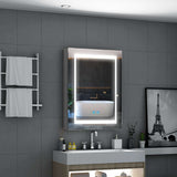 500x700mm LED Illuminated Bathroom Mirror Cabinet with Adjustable Color Shaver Socket
