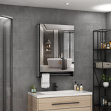 Black Bathroom Mirror Cabinet with Towel Rack Aluminum 500x700mm