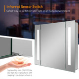 650x600mm Bathroom Mirror Cabinet with LED Illuminated Shaver Socket Demister Straight