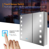 650x600mm LED Illuminated Mirror Cabinet with Shaver Socket Demister 2 Doors