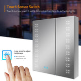 LED Bathroom Mirror Cabinet with Ambient Lighting Shaver Socket 2 Doors 600x700mm