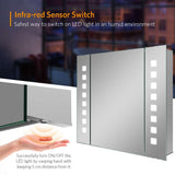 650x600mm LED Bathroom Mirror Cabinet with Shaver Socket Demister Square Lights