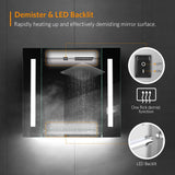 650x600mm Bathroom Mirror Cabinet with LED Illuminated Shaver Socket Demister Straight