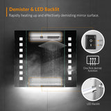 650x600mm LED Bathroom Mirror Cabinet with Shaver Socket Demister Square Lights