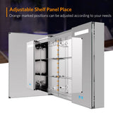 800x700mm Led Illuminated Bathroom Mirror Cabinet with Shaver Socket Demister 2 Doors