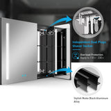 800x700mm LED Black Mirror Cabinet with Ambient Lighting Adjustable Color 2 Doors