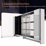 800x700mm Black Aluminum Bathroom Mirror Cabinet with Towel Rack 2 Doors