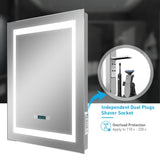 LED Illuminated Bathroom Mirror with Digital Clock Shaver Socket (No cabinet) 500x700mm
