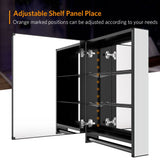 Black Bathroom Mirror Cabinet with Towel Rack Aluminum 500x700mm