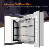 LED Bathroom Mirror Cabinet with Shaver Socket Demister 650x600mm Square Lights