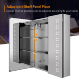 600x700mm LED Bathroom Mirror Cabinet with Ambient Lighting Shaver Socket 2 Doors