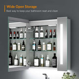 LED Illuminated Bathroom Mirror Cabinet with Shaver Socket Demister 650x600mm Straight