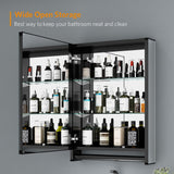 Black Bathroom Mirror Cabinet with Towel Rack Aluminum 500x700mm