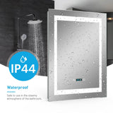 LED Illuminated Bathroom Mirror with Digital Clock Shaver Socket (No cabinet) 500x700mm