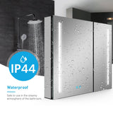 800x700mm LED Black Mirror Cabinet with Ambient Lighting Adjustable Color 2 Doors