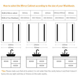 630x650mm LED Bathroom Mirror Cabinet with Shaver Socket 2 Doors IR Switch