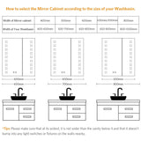 LED Bathroom Mirror Cabinet with Ambient Lighting Shaver Socket 2 Doors 600x700mm