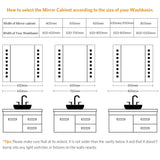 LED Bathroom Mirror Cabinet with Shaver Socket Demister 650x600mm Square Lights