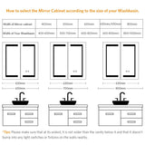 630x650mm LED Illuminated Mirror Cabinet with Adjustable Color Shaver Socket 2 Doors