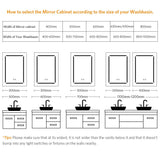 500x700mm LED Black Aluminum Mirror Cabinet with Shaver Socket Adjustable Color Demister