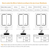 600x700mm LED Black Bathroom Mirror Cabinet with Shaver Socket Adjustable Color 2 Doors