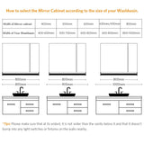 800x700mm Black Aluminum Bathroom Mirror Cabinet with Towel Rack 2 Doors