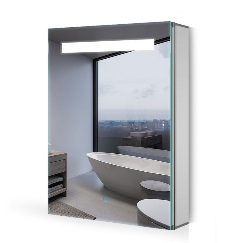 400x600mm Bathroom Mirror Cabinet with LED Illuminated Shaver Socket Demister