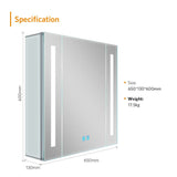 650x600mm LED Mirror Cabinet with Shaver Socket Dimmer Switch Strip Lights