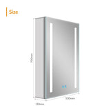 LED Illuminated Bathroom Mirror Cabinet with Shaver Socket Demister 500x700mm Straight
