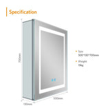 LED Bathroom Mirror Cabinet with Ambient Lighting Shaver Socket Demister 500x700mm