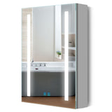 LED Illuminated Mirror Cabinet with Shaver Socket Demister Adjustable Color Straight 500x700mm