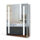 500x700mm Bathroom Mirror Cabinet with LED Illuminated Shaver Socket Demister Straight