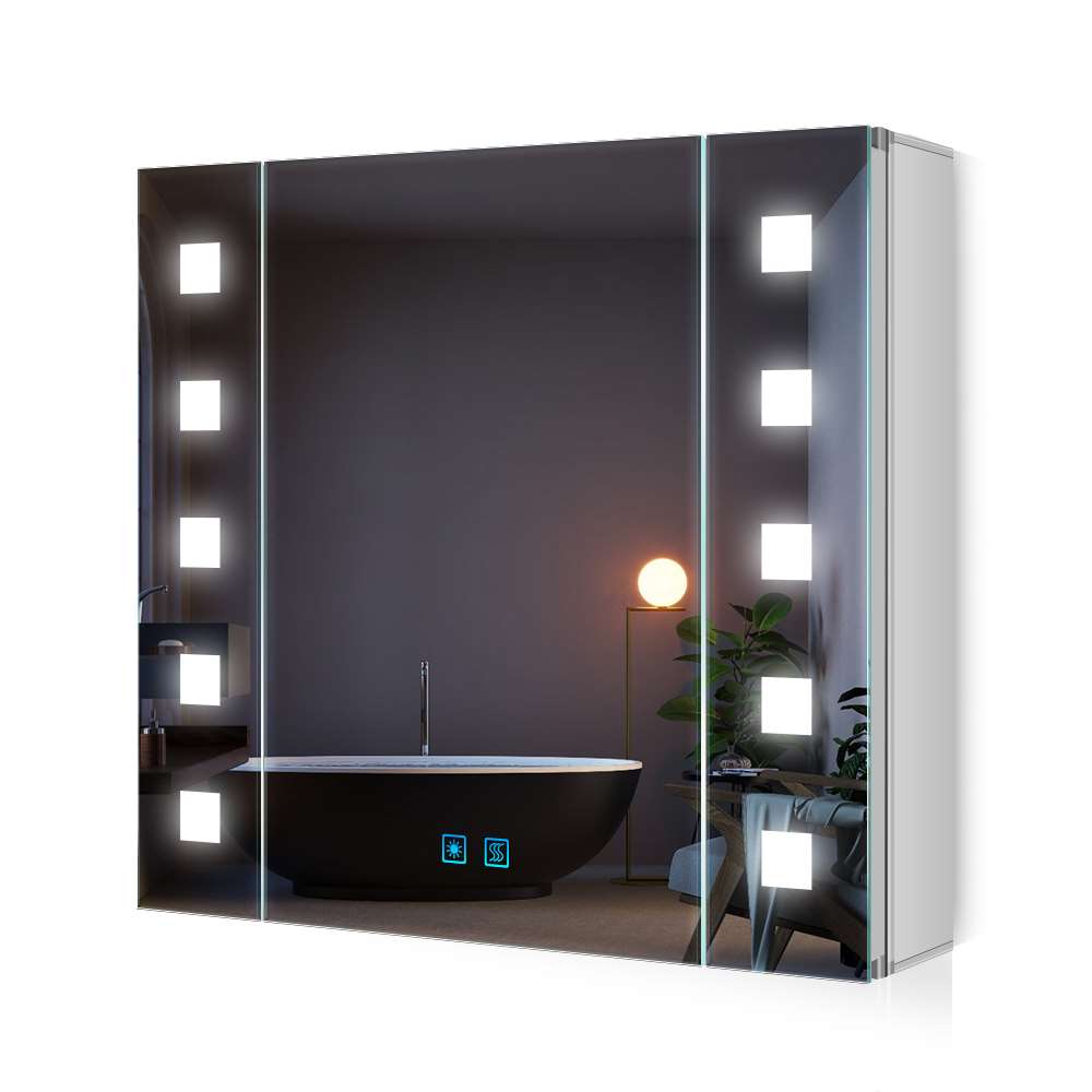650x600mm LED Mirror Cabinet With Shaver Socket Dimmer Switch Square L 650x600mm LED Mirror Cabinet With Shaver Socket Dimmer Switch Square L