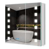 LED Illuminated Mirror Cabinet with Shaver Socket Demister 2 Doors 650x600mm