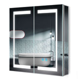 LED Illuminated Mirror Cabinet with Shaver Socket Adjustable Color 2 Doors 630x650mm