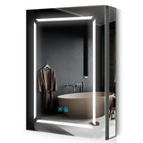 500x700mm LED Black Aluminum Mirror Cabinet with Shaver Socket Adjustable Color Demister