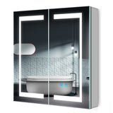 630x650mm LED Illuminated Mirror Cabinet with Adjustable Color Shaver Socket 2 Doors